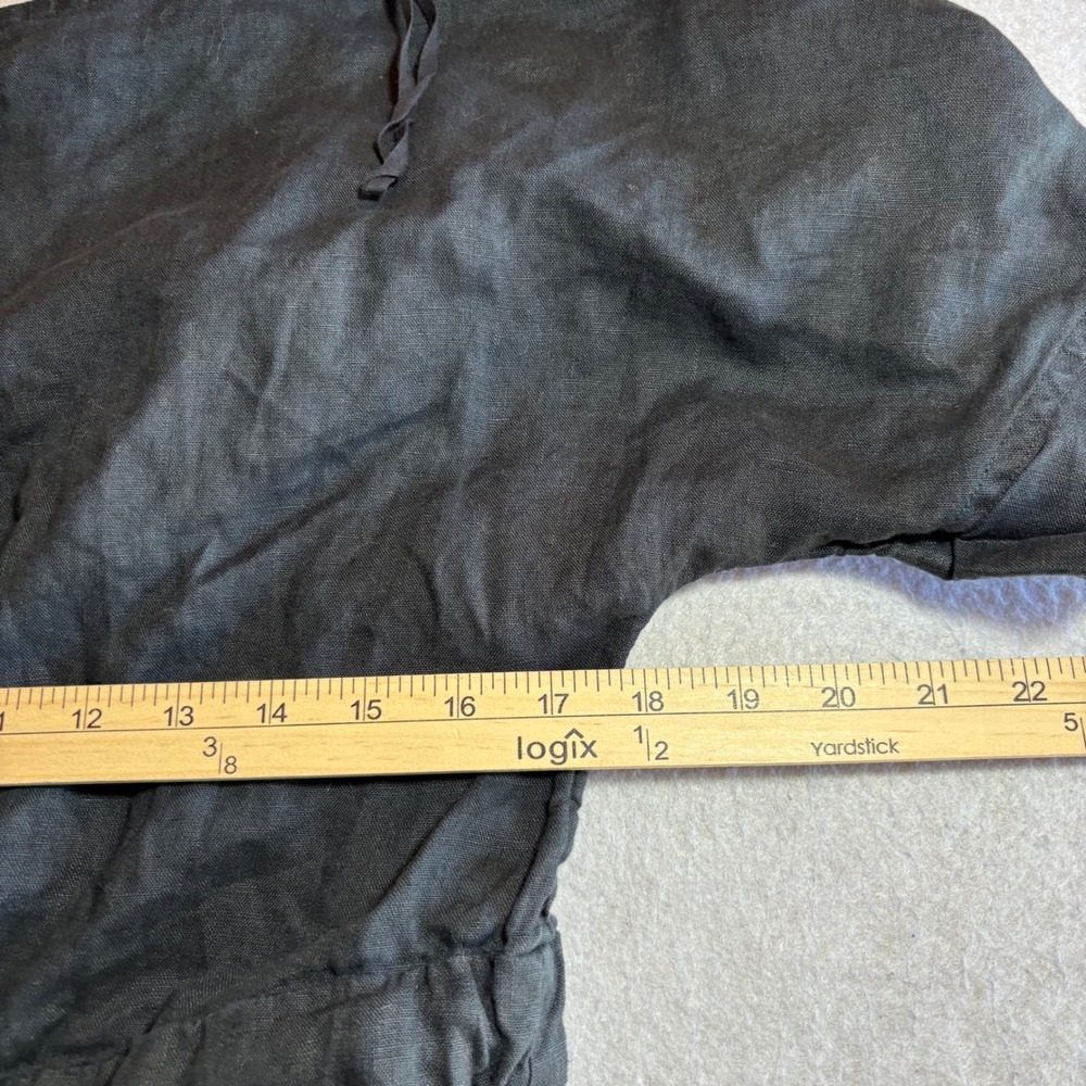 COS‎ Black 100% Linen Short Sleeve Drawstring Wide Leg Jumpsuit Womens Small - Picture 8 of 12